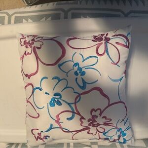Floral Embroidered Accent Pillow